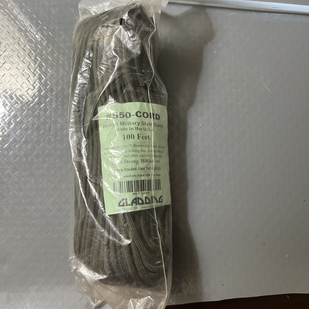 550 Paracord Parachute Cord Lanyard 100 Feet Foliage Green Made in USA