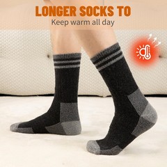 COOVAN Mens Merino Wool Crew Socks Thermal Warm Winter Medium-Large, 5-black