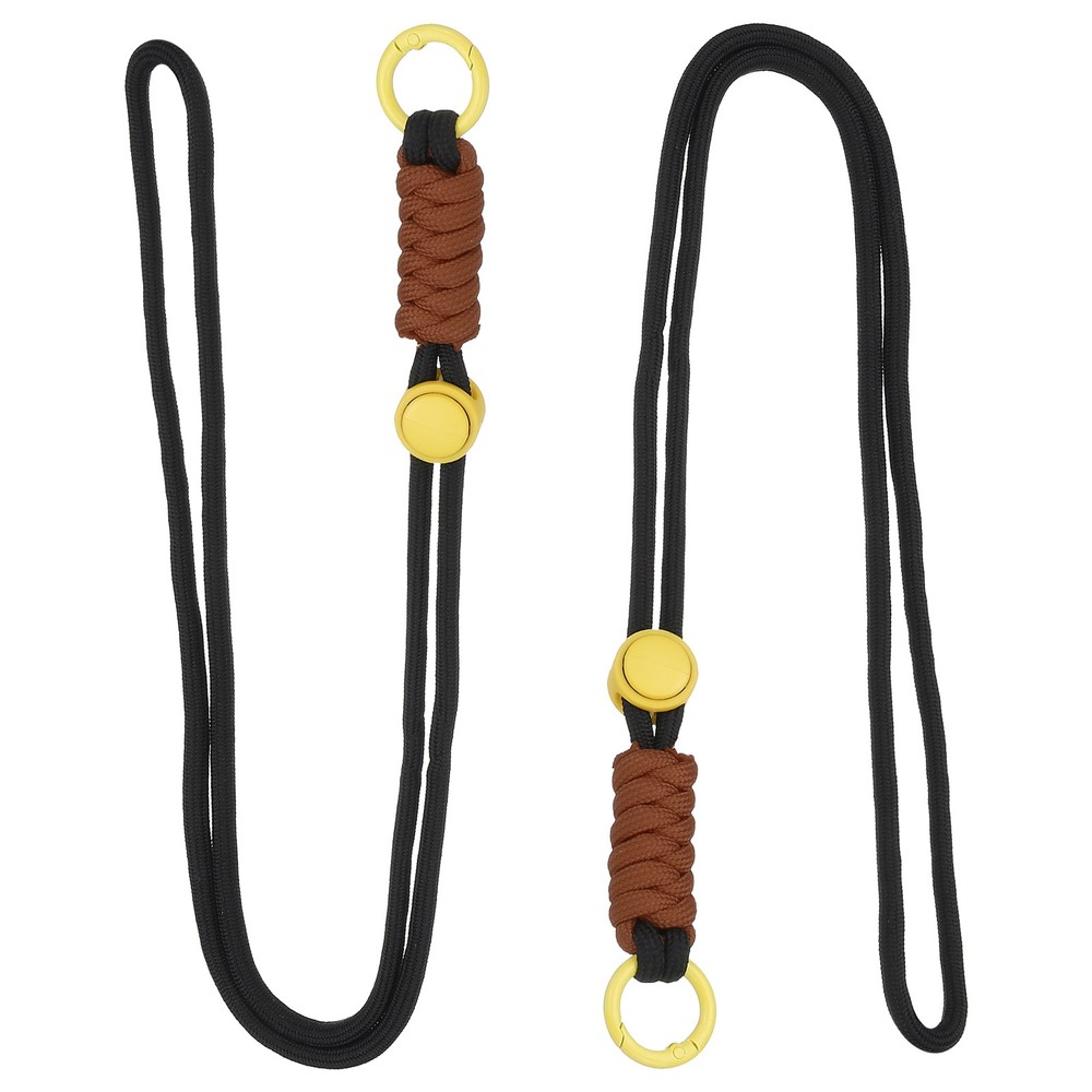 2 Pcs Paracord Lanyard Necklace, Lanyard with Split Ring, Black & Yellow & Brown