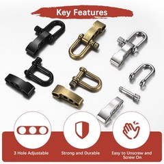 Paracord Bracelet Shackle Buckle [10PCS] – Adjustable Metal U Bow Shackle Use…
