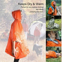 Bright Green & Silver Mylar Rain Poncho for Emergency Survival Kits Camping 2026