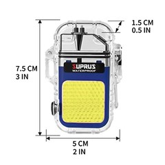 Waterproof 3 Modes of Flashlight Windproof Lighter Dual Arc Electric Blue