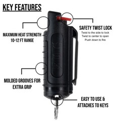 POLICE MAGNUM Pepper Spray Combo Pack 1/2oz Black Molded Pocket Knife Security