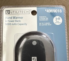 Utilitech Electric Hand Warmer Power Bank 5000mAh 3 Heat Settings Black 4969018