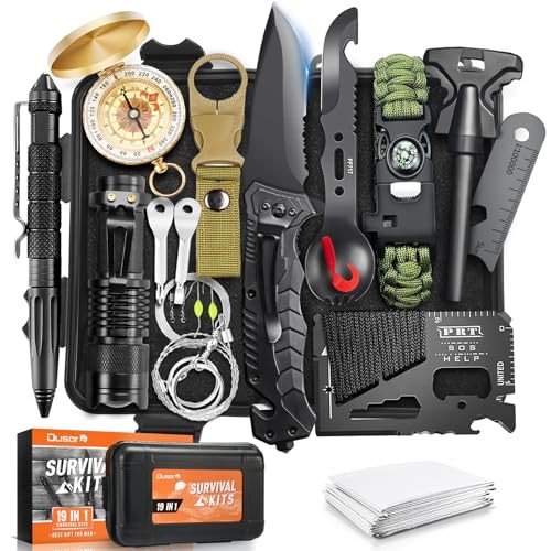19 in 1 Survival Kit Stocking Stuffers for Men, Mens Gift for Christmas Black2