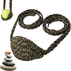 Paracord Balearic Shepherd Sling, 63 Inch Handcrafted Braided Slingshot, Roman