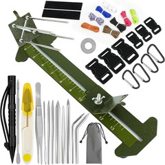 Adjustable Paracord Bracelet Kit with Stainless Steel Jig – Army Green