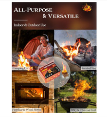 Fire Starter Squares, Natural & Waterproof, 64 Mini Squares for BBQ, Campfires