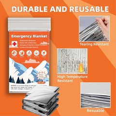 6 Pack Emergency Thermal Blanket Survival, 84” x 64” Extra Large Mylar Blanke…