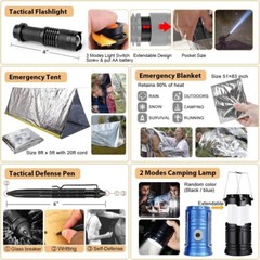 Outdoor Survival Kit,Camping Gear First Aid with Molle System Bag,Camo Gray