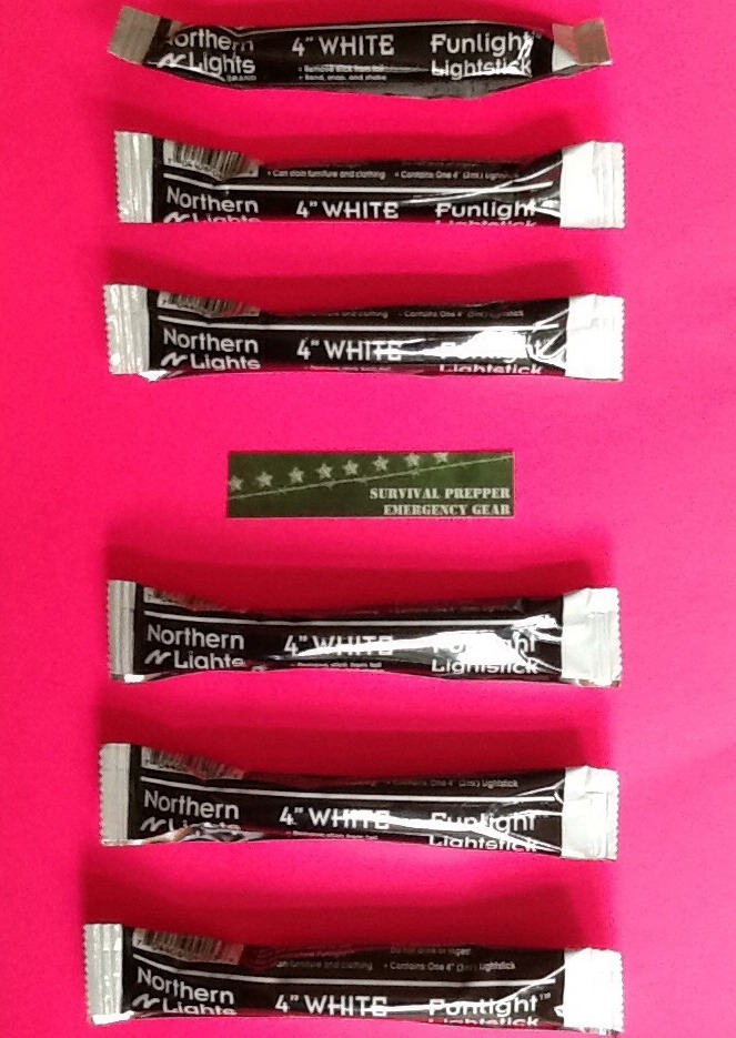 Lot Of 12 White Glow Sticks 4 Inch Prepper Survival Bug Out Bags Doomsday EMP