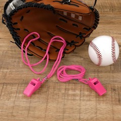 Pink Whistle, 2 Packs Whistle for Coaches, Plastic Coach Whistles with Lanyard,