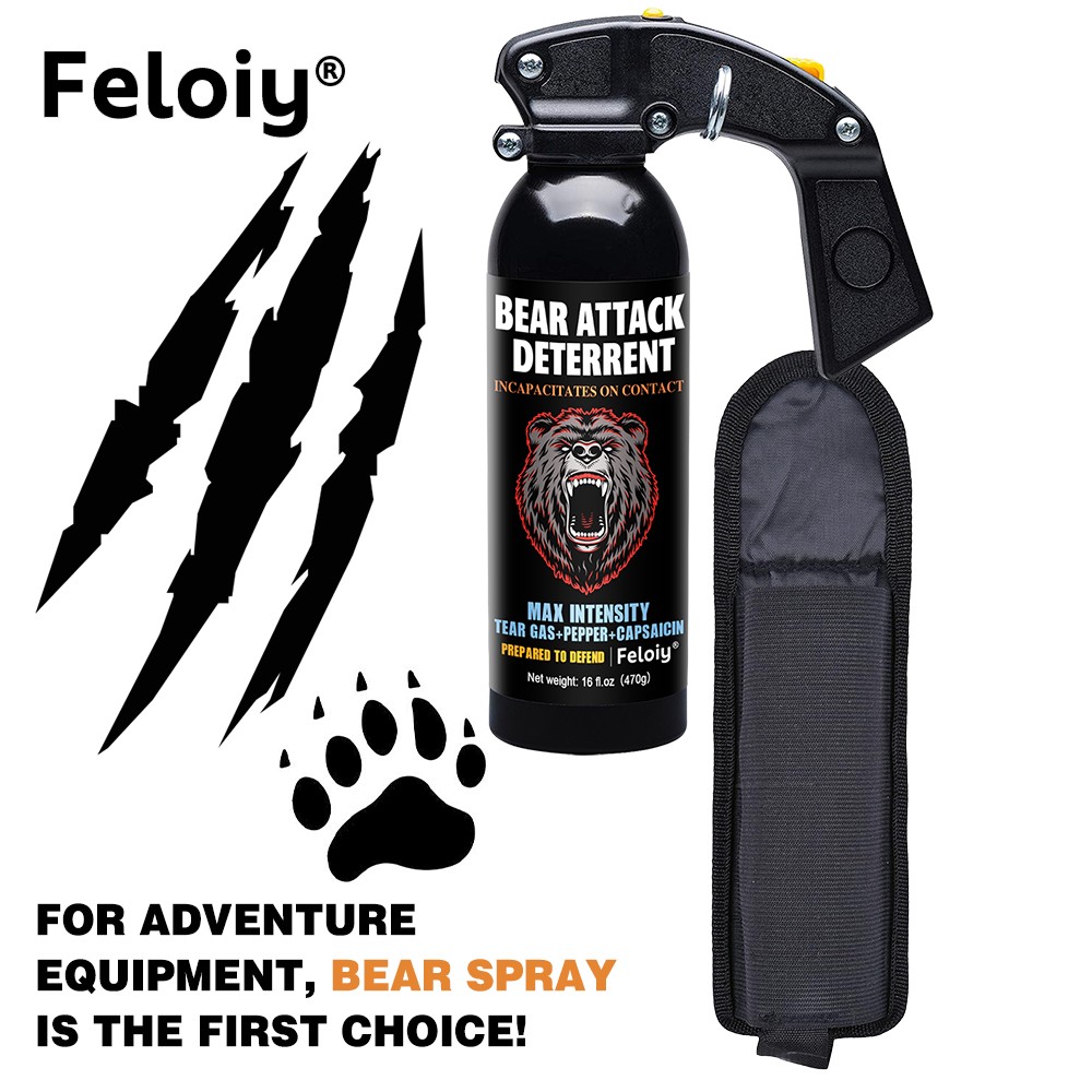 Feloiy Bear Repellent Spray w/ Holster Self Defense Protection 16 oz 35 Ft