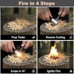 4″ Portable Waterproof Ferro Rod Fire Starter Kit w/ Striker for Camping