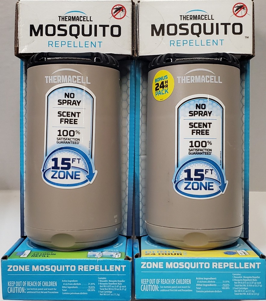 2-THERMACELL Mosquito Repellent Zone Device 15ft No Spray Scent Free, Riverbed