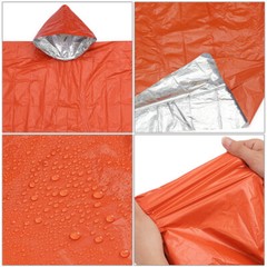 2x Waterproof Mylar Thermal Blanket Poncho Emergency Survival Rain Camping Gear