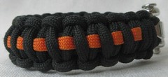 Survival Straps Paracord Survival Bracelet Stainless Buckle Black Orange EUC