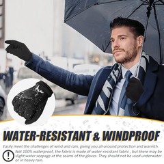 Pixel Panda Winter Gloves for Men Large, A Upgrade【warm+water-resistant】black