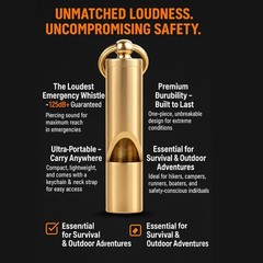 Brass Loud Emergency Whistle 125dB+ 2-Inch Pealess Outdoor Survival Key-Chain