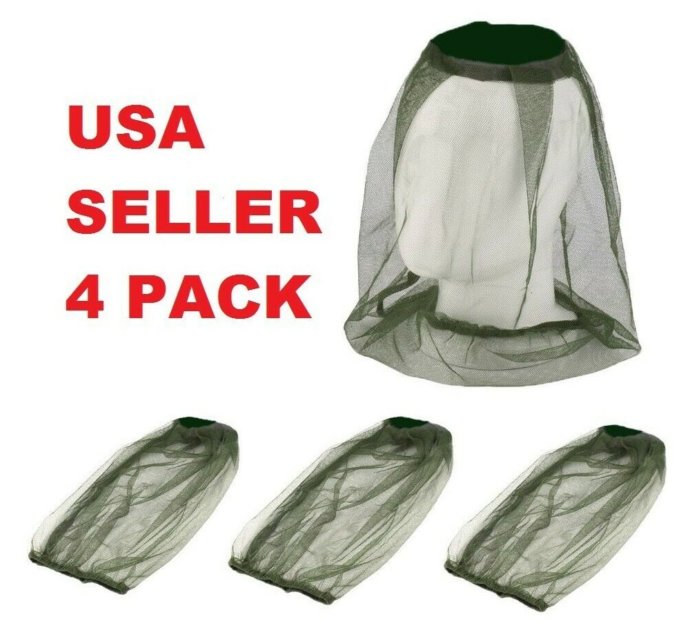 4 Pk Mosquito Head Net Mesh Face Neck Protection from Insects Flies US Seller