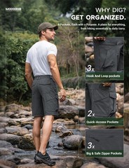 Moosehill Hiking Shorts Men 8-Pocket: Cargo Lightweight 34 Regular, Dark Grey