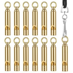 12 Pack Brass Emergency Whistles with Tangle-Free Lanyard – Pealess Safety