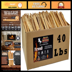 40lb Natural Fatwood Fire Starter Sticks | Easy Fire Starters for Grill, Campfir