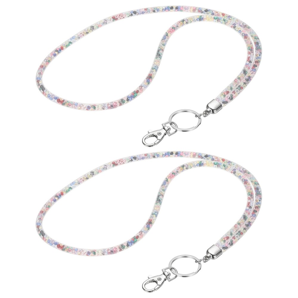 2Pack 15.7″ Rhinestone Lanyard for Keys, White Color