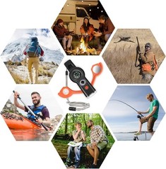 7-in-1 Emergency Survival Function Whistle, Outdoor Handheld, Black+Orange