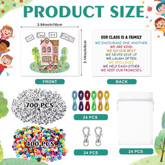 24 Sets Back to School Keychain Making Kit DIY Key Chain Crafts Include Letter B
