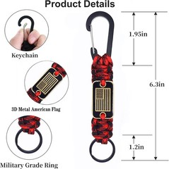 2 Pcs Heavy Duty Braided Paracord Lanyard Keychain with USA Flag, Parachute R…