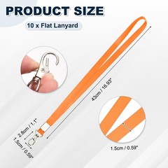 10Pcs 16.9″ Polyester Flat Lanyard with Lobster Clasp for Office, Orange