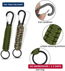 6 Pack Paracord Keychain with Carabiner Braided Lanyard Key Chain Paracord Carab