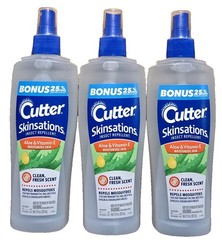 3-Pack Cutter Skinsations Insect Repellent 6 ounces ea, Spray, Aloe & Vitamin E