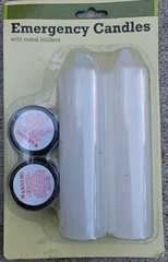 1 Pack of 2, Emergency Candles with Metal Holders. New and Unused.