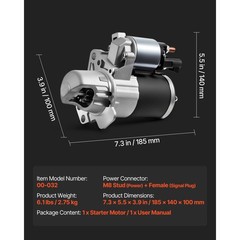 Starter Motor Compatible with 3.6L V6 06 – 17, 3.0L V6 10 – 11