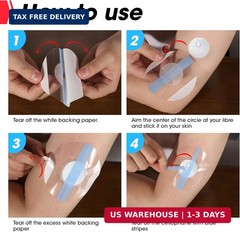 AZEN 60 Pack Freestyle Sensor Covers for Libre 3, Waterproof Adhesive Patches, W