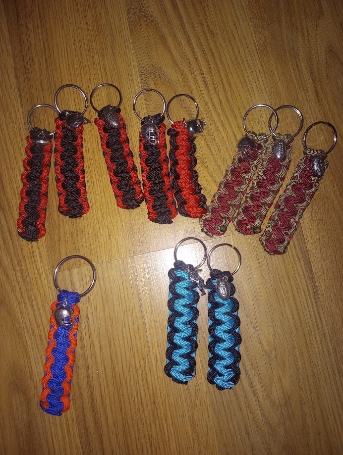 Bundle of 11 Handmade paracord football team keychains
