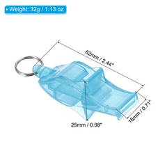 3 Plastic Sports Whistles with Lanyard and Mouth Grip, Super Loud, Light Blue