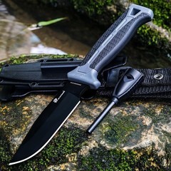 HX Outdoors Extra Sharp Bushcraft Knife With Fire Starter Premium D2 Steel