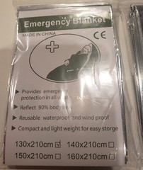Emergency Mylar Thermal Polyester Fiber Blankets 52in X 82in Silver MSR $9.99