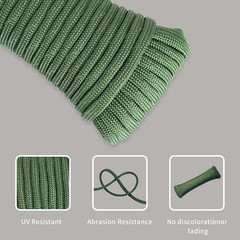 Paracord Rope, Reflective III Parachute Cord 7 Strand Core 550lb, 50ft Army