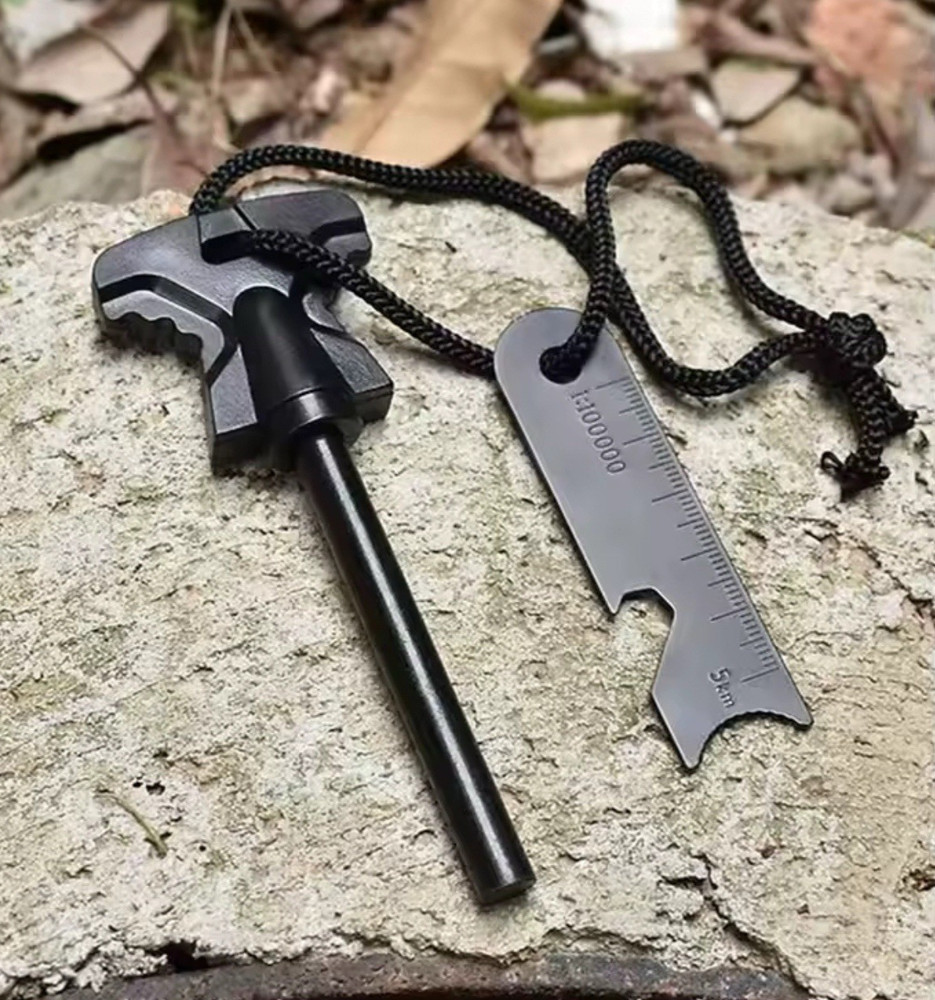 2pc Fire Starter Flint Steel Striker Survival Kit Ferro Rod Camping Outdoor Tool