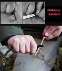 Paracord Survival Hiking Bracelet Fire Starter Compass Whistle, Cut (2pack)