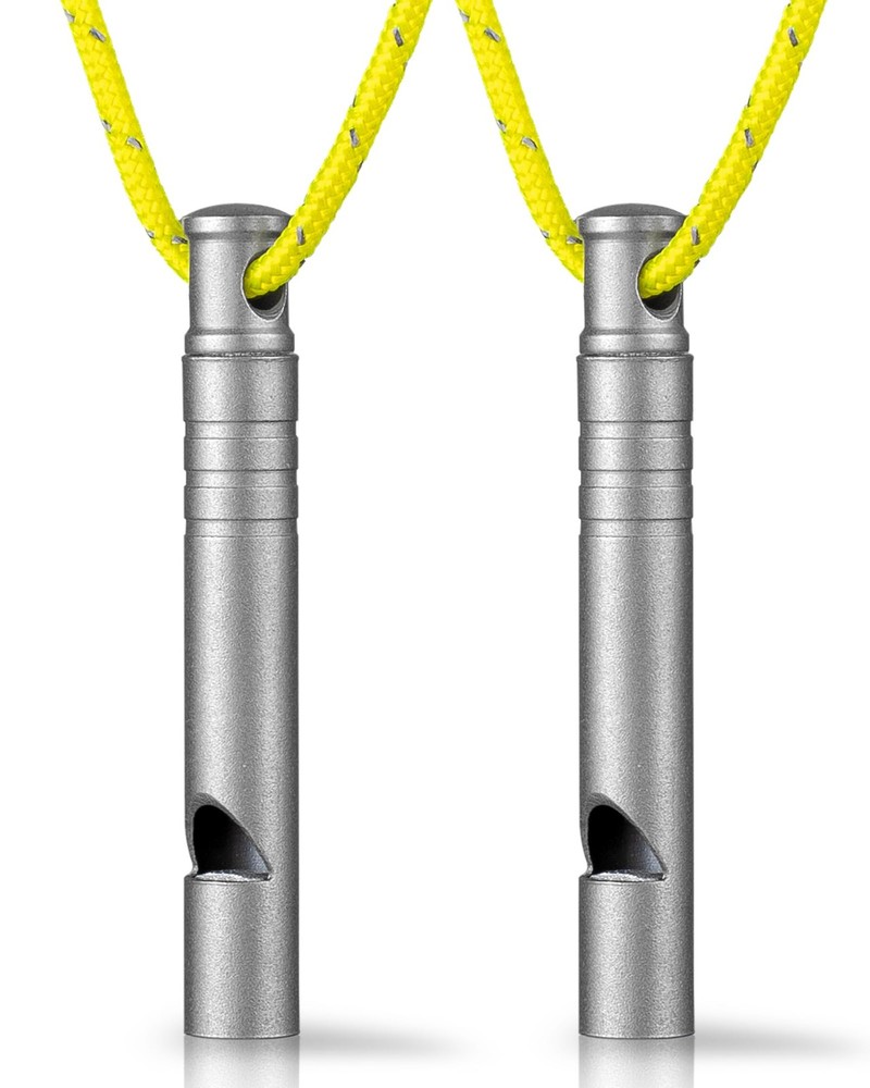 TISUR Titanium Emergency Whistle,120db Safety Whistle with Lanyard,Outdoor Survi