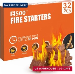 E500 Fire Starter – Natural Fire Starters for Fireplace, Campfires, Chimney, BBQ