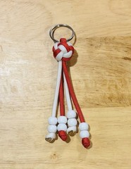 Red & White Nylon Paracord Keychain & Card Grabber/Roach clip.