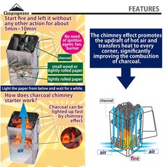 Portable Charcoal Chimney Starter Stainless Steel Mt18