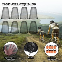 8 Pack Black Mosquito Covers Wearable Head Net Mesh Protecting Net Mosquito F…