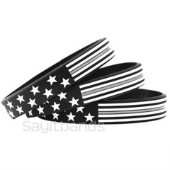 Flag thin GRAY line wristbands – Wholesale lot Correction Bands choose quantity